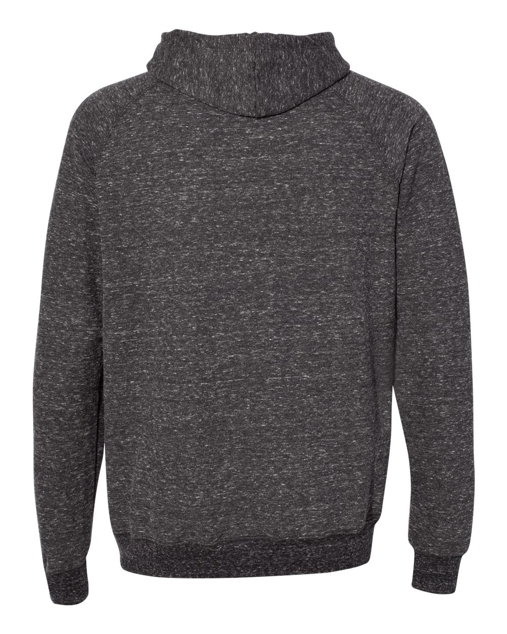 Unisex Snow Heather French Terry Raglan Hooded Sweatshirt - Back - B50735503 - Black Ink