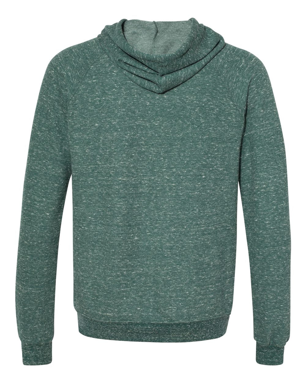 Unisex Snow Heather French Terry Raglan Hooded Sweatshirt - Back - B50735543 - Forest Green