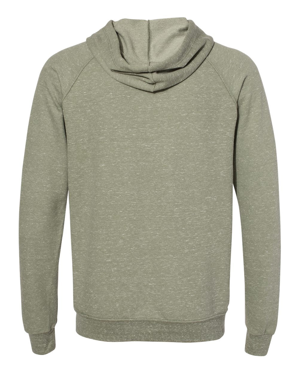 Unisex Snow Heather French Terry Raglan Hooded Sweatshirt - Back - B50735553 - Military Green