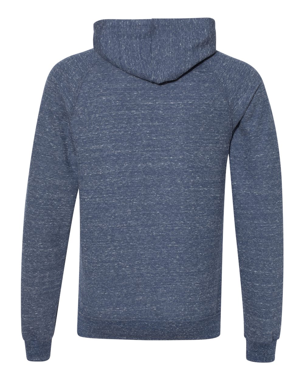 Unisex Snow Heather French Terry Raglan Hooded Sweatshirt - Back - B50735653 - Navy