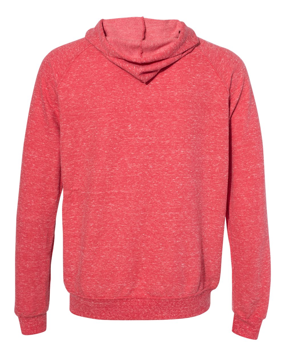 Unisex Snow Heather French Terry Raglan Hooded Sweatshirt - Back - B50735703 - Red