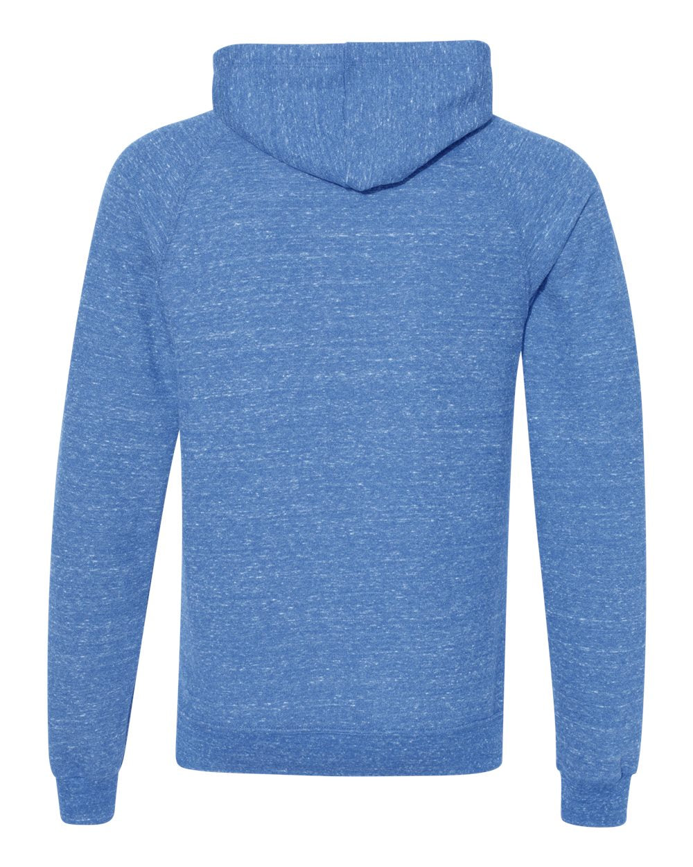 Unisex Snow Heather French Terry Raglan Hooded Sweatshirt - Back - B50735753 - Royal