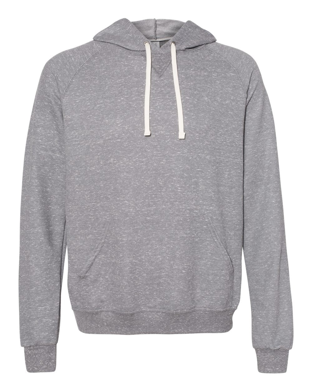 Unisex Snow Heather French Terry Raglan Hooded Sweatshirt - Front - B50735093 - Charcoal