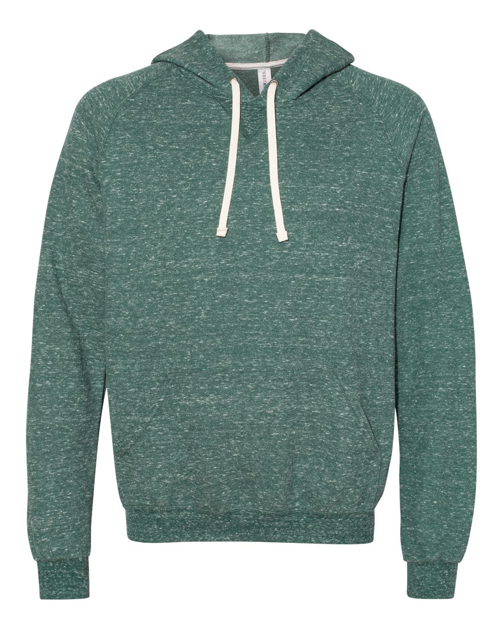 Unisex Snow Heather French Terry Raglan Hooded Sweatshirt - Front - B50735543 - Forest Green