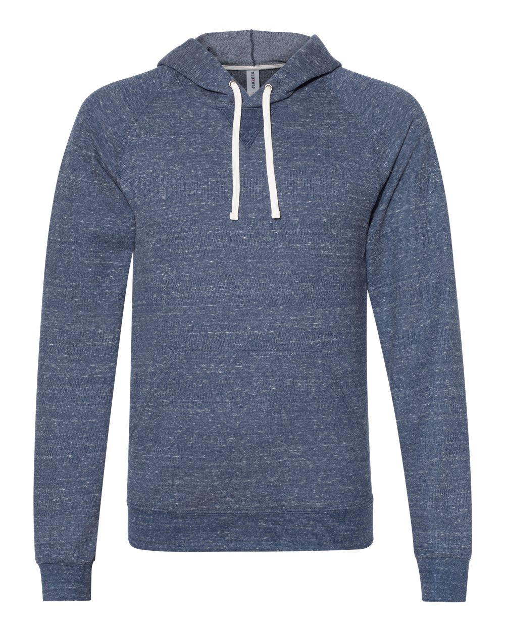 Unisex Snow Heather French Terry Raglan Hooded Sweatshirt - Front - B50735653 - Navy