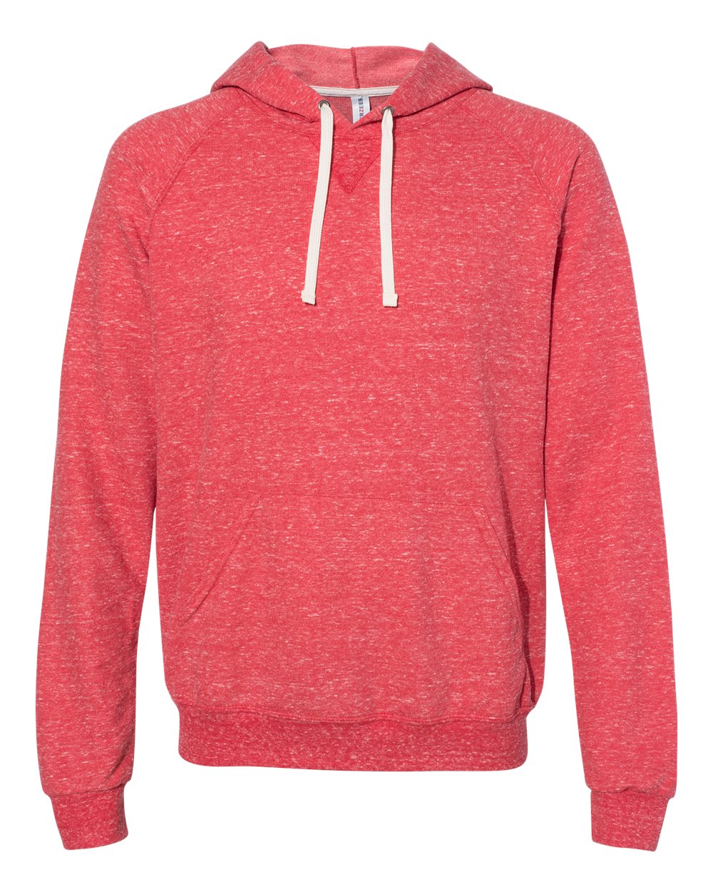 Unisex Snow Heather French Terry Raglan Hooded Sweatshirt - Front - B50735703 - Red