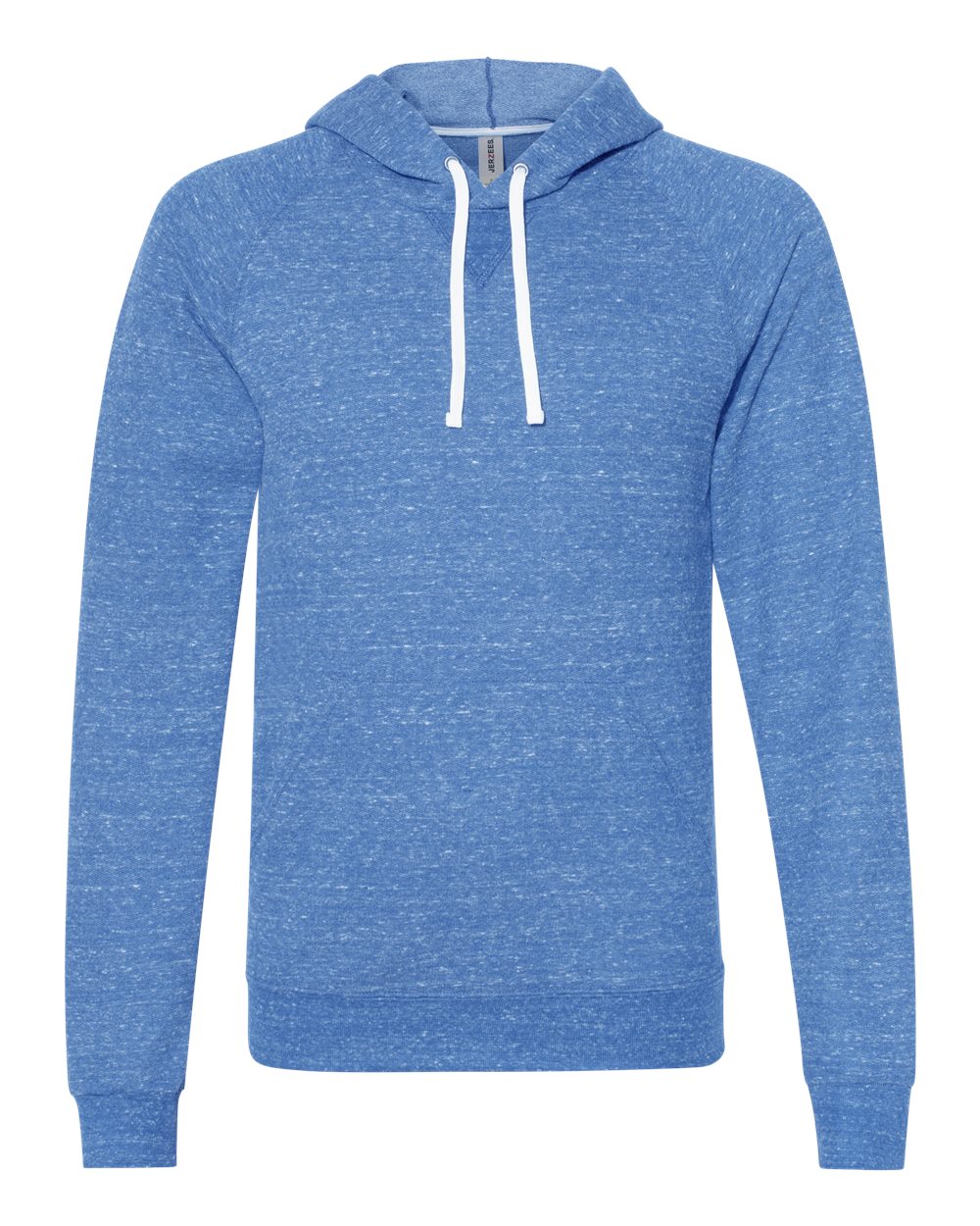 Unisex Snow Heather French Terry Raglan Hooded Sweatshirt - Front - B50735753 - Royal