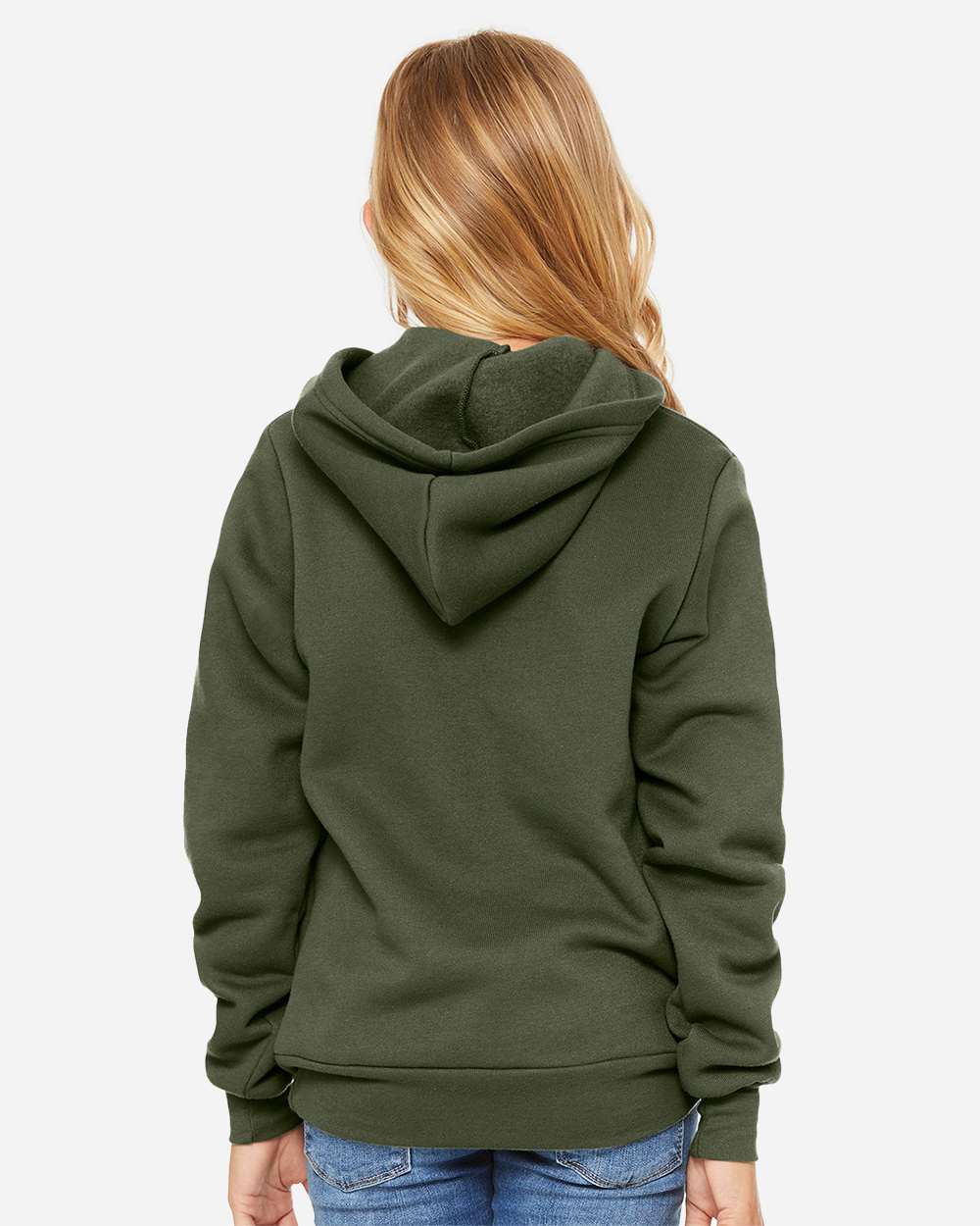 Youth Sponge Fleece Hoodie - OnModelBack - B22806643 - Military Green