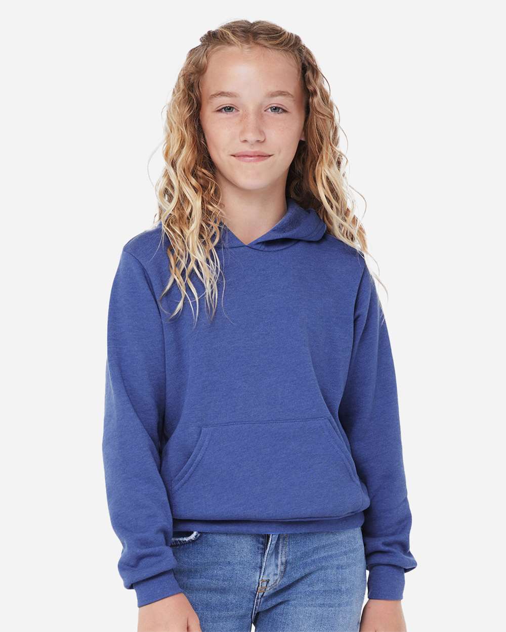 Youth Sponge Fleece Hoodie - OnModelFront - B22806753 - Heather True Royal