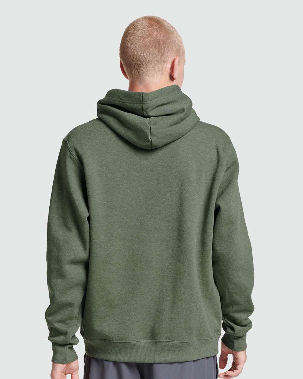 Unisex Eco™ Premium Blend Ring-Spun Hooded Sweatshirt - OnModelBack - B12235553 - Military Green Heather
