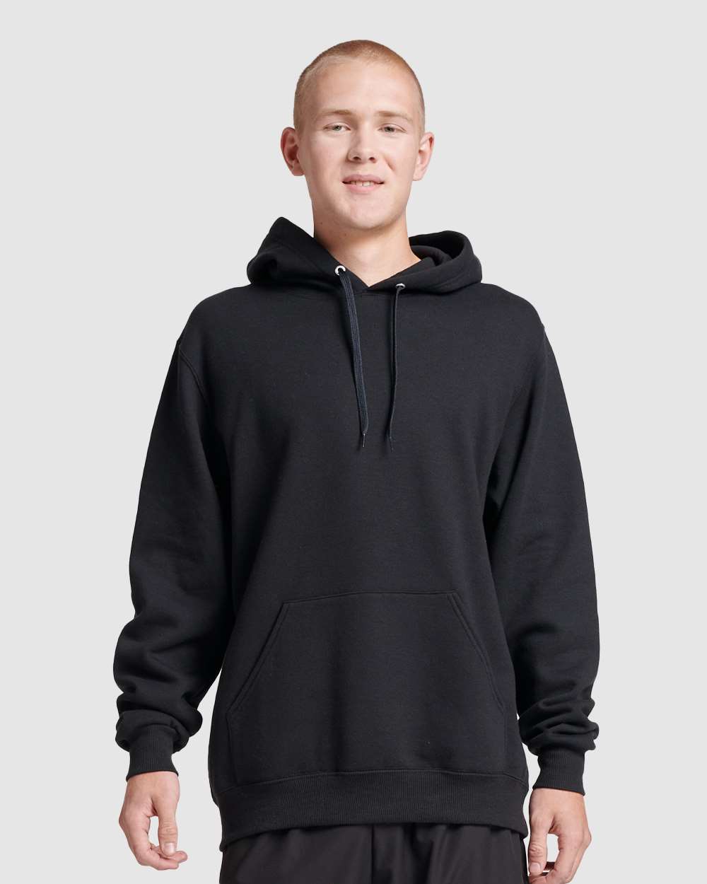 Unisex Eco™ Premium Blend Ring-Spun Hooded Sweatshirt - OnModelFront - B12235502 - Black Ink