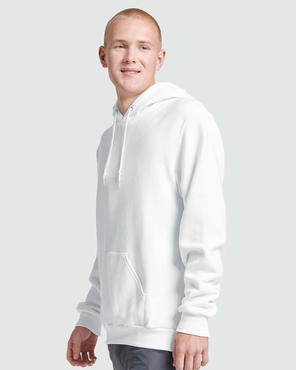 Unisex Eco™ Premium Blend Ring-Spun Hooded Sweatshirt - OnModelSide - B12235002 - White