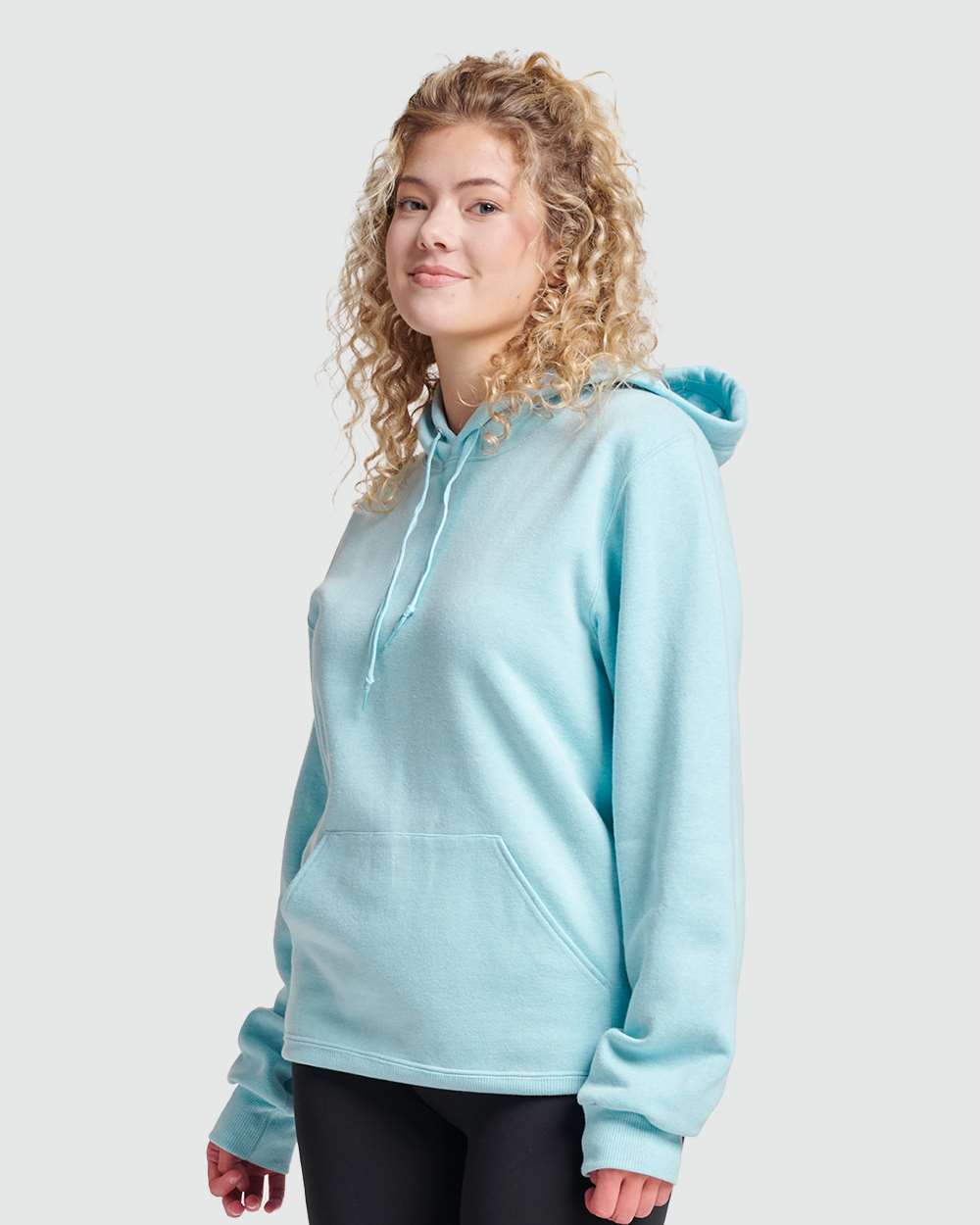 Unisex Eco™ Premium Blend Ring-Spun Hooded Sweatshirt - OnModelSide - B12235023 - Cloud Heather
