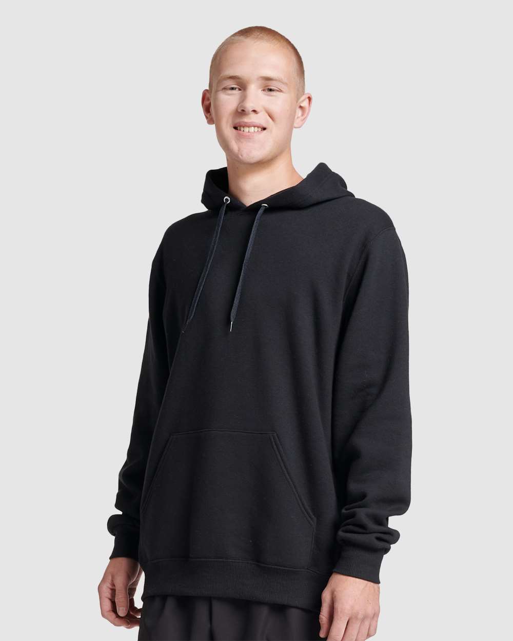 Unisex Eco™ Premium Blend Ring-Spun Hooded Sweatshirt - OnModelSide - B12235502 - Black Ink