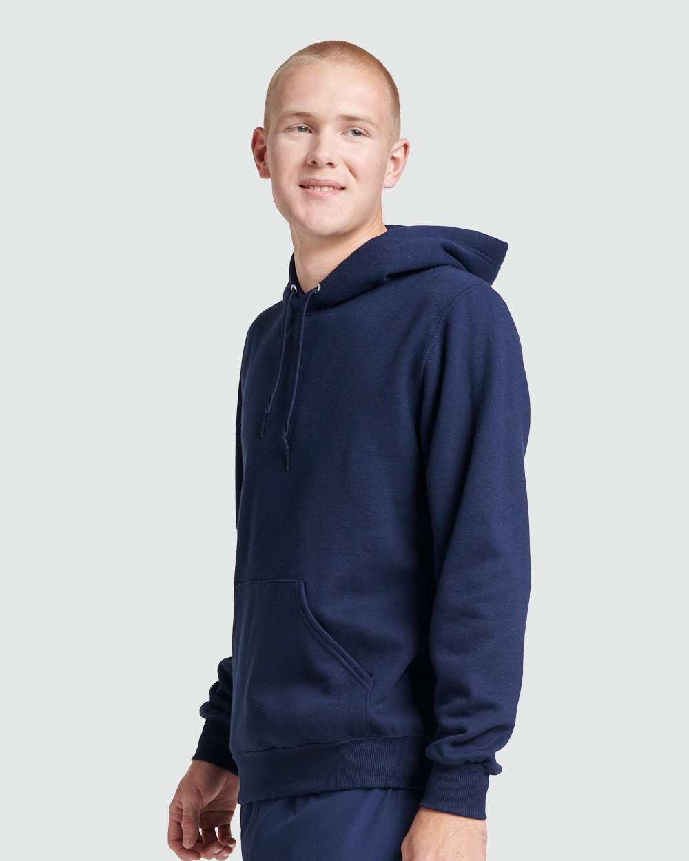 Unisex Eco™ Premium Blend Ring-Spun Hooded Sweatshirt - OnModelSide - B12235653 - J. Navy