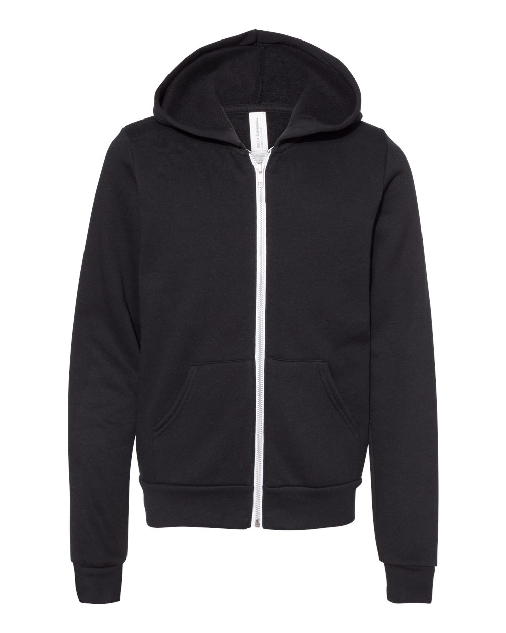 Youth Sponge Fleece Full-Zip Hoodie - Front - B26906503 - Black