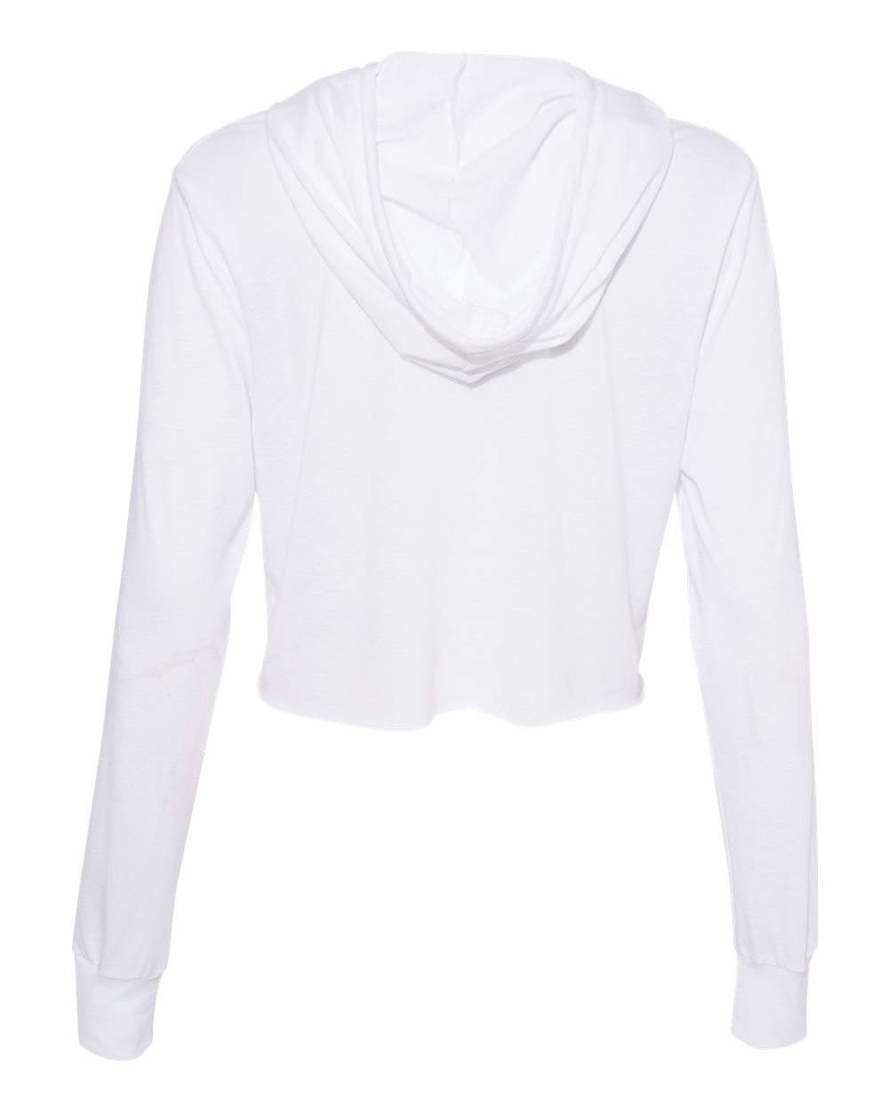 Women’s Triblend Crop Long Sleeve Hoodie - Back - B26606003 - Solid White Triblend