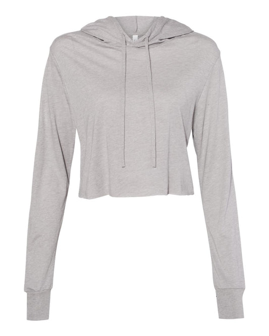 Women’s Triblend Crop Long Sleeve Hoodie - Front - B26606593 - Athletic Grey Triblend