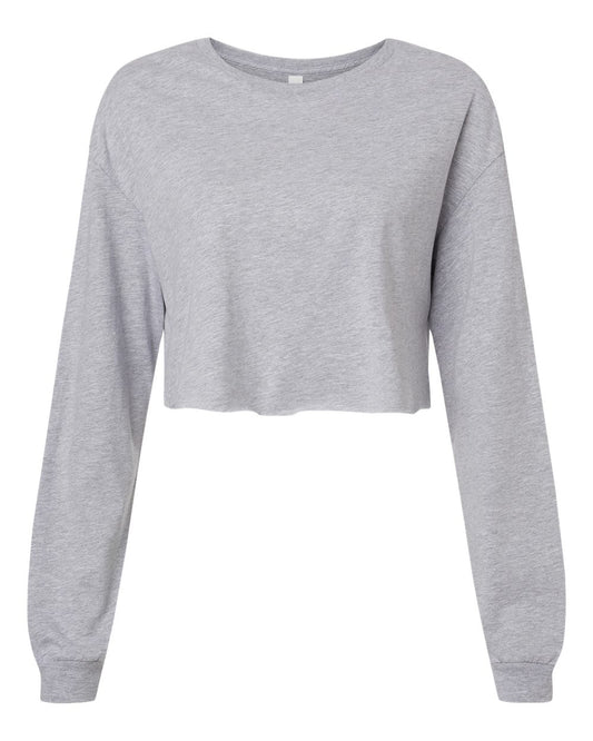 Women's FWD Fashion Crop Long Sleeve Tee - Front - B10306093 - Athletic Heather