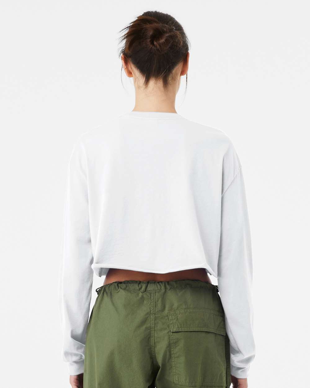 Women's FWD Fashion Crop Long Sleeve Tee - OnModelBack - B10306003 - White