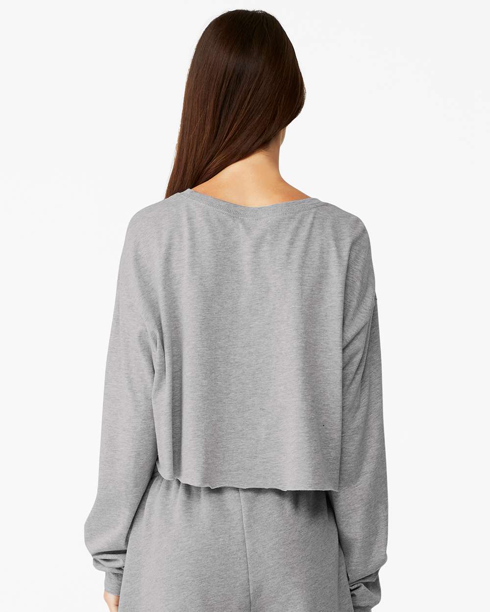 Women's FWD Fashion Crop Long Sleeve Tee - OnModelBack - B10306093 - Athletic Heather