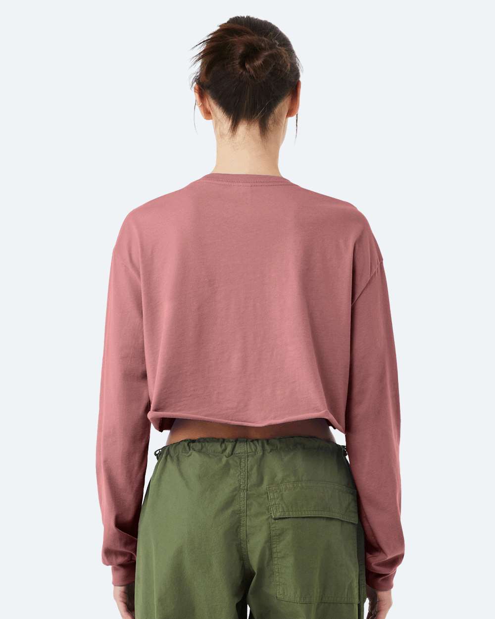 Women's FWD Fashion Crop Long Sleeve Tee - OnModelBack - B10306273 - Mauve