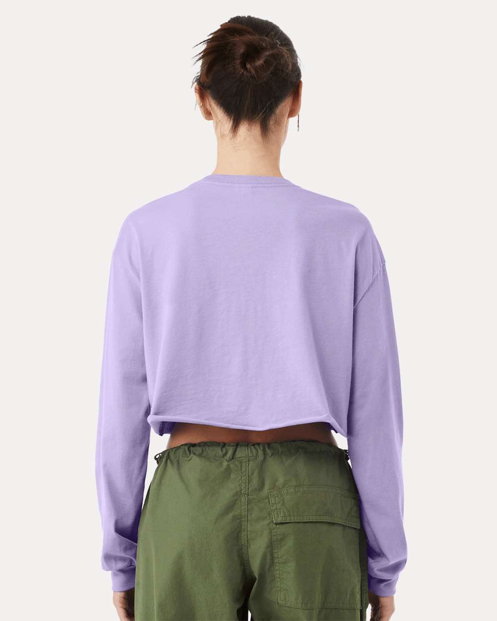 Women's FWD Fashion Crop Long Sleeve Tee - OnModelBack - B10306673 - Dark Lavender