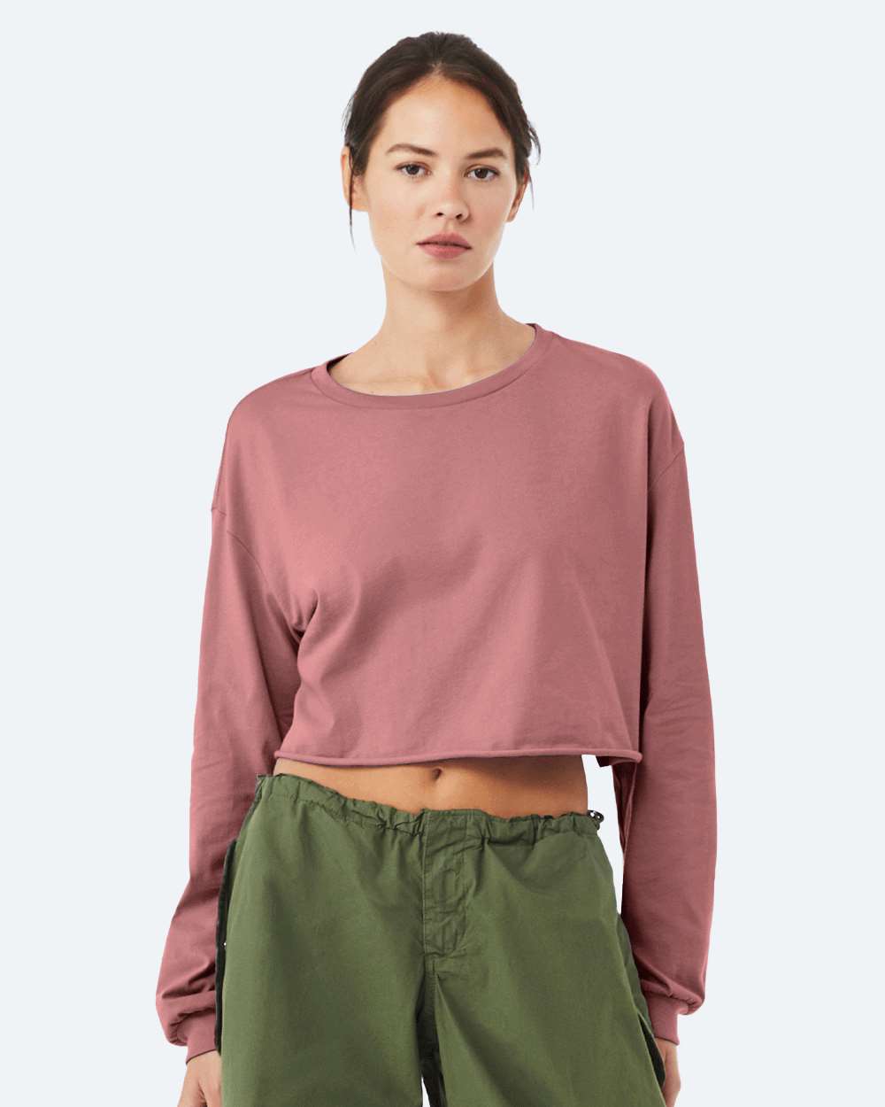 Women's FWD Fashion Crop Long Sleeve Tee - OnModelFront - B10306273 - Mauve