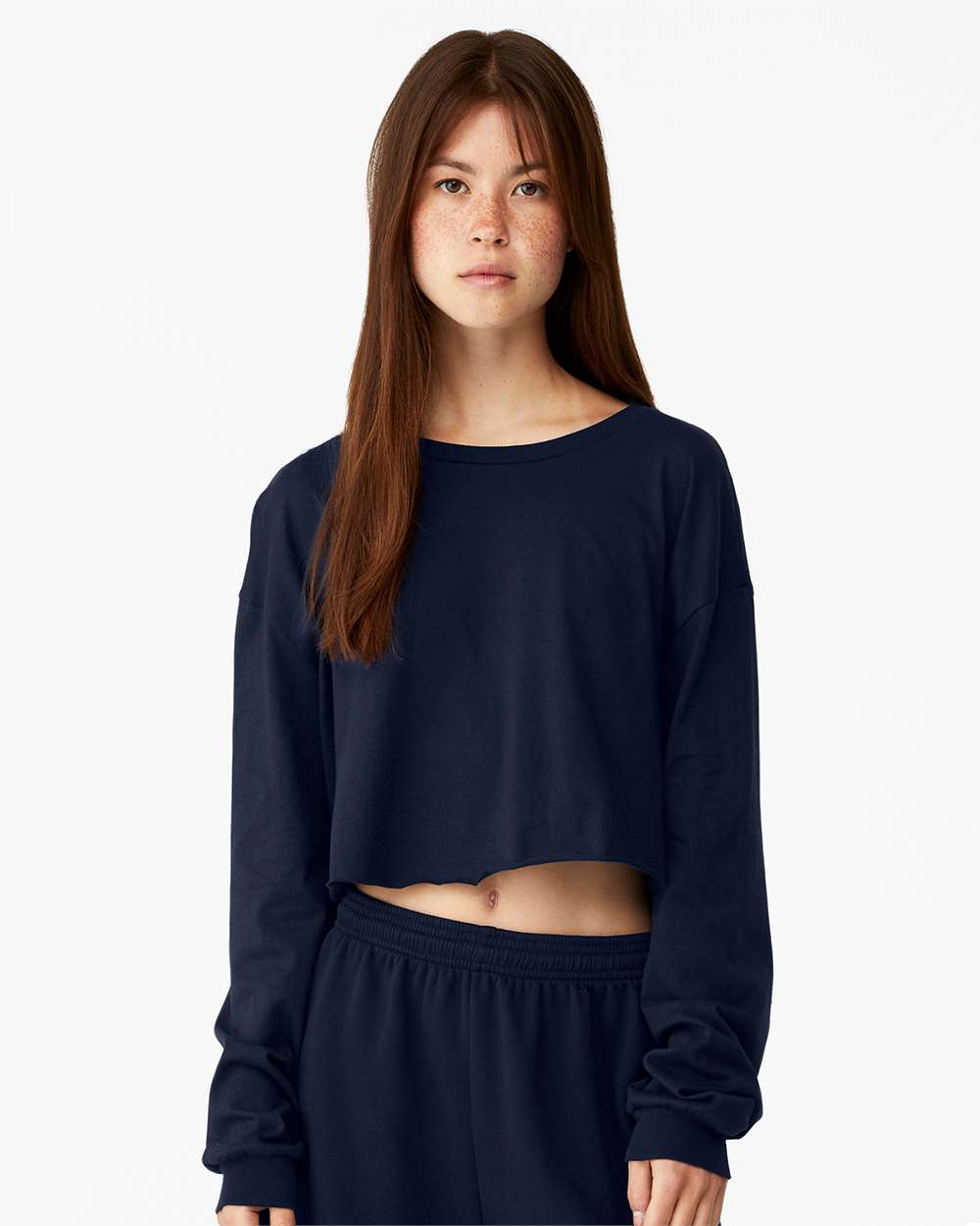 Women's FWD Fashion Crop Long Sleeve Tee - OnModelFront - B10306653 - Navy