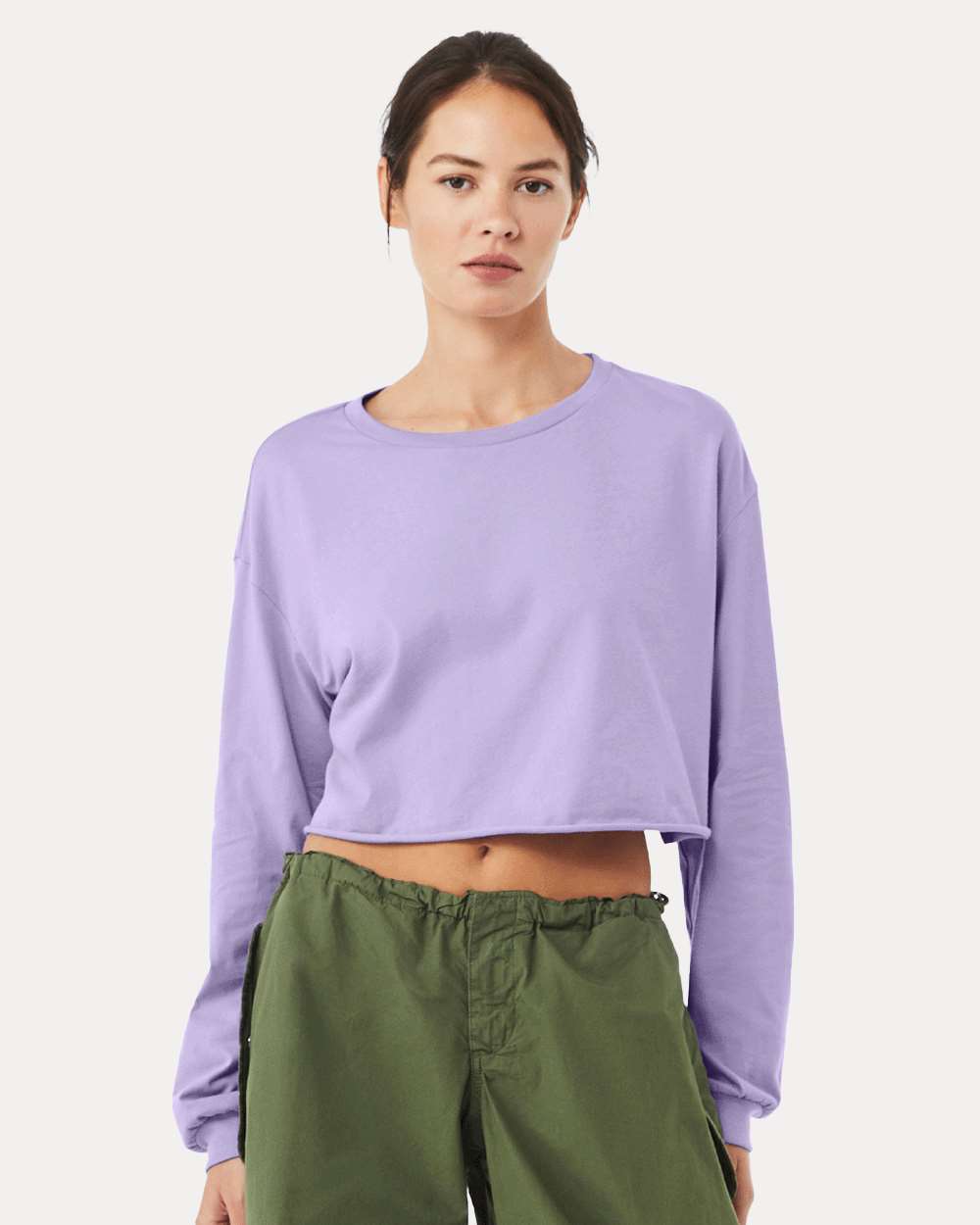 Women's FWD Fashion Crop Long Sleeve Tee - OnModelFront - B10306673 - Dark Lavender