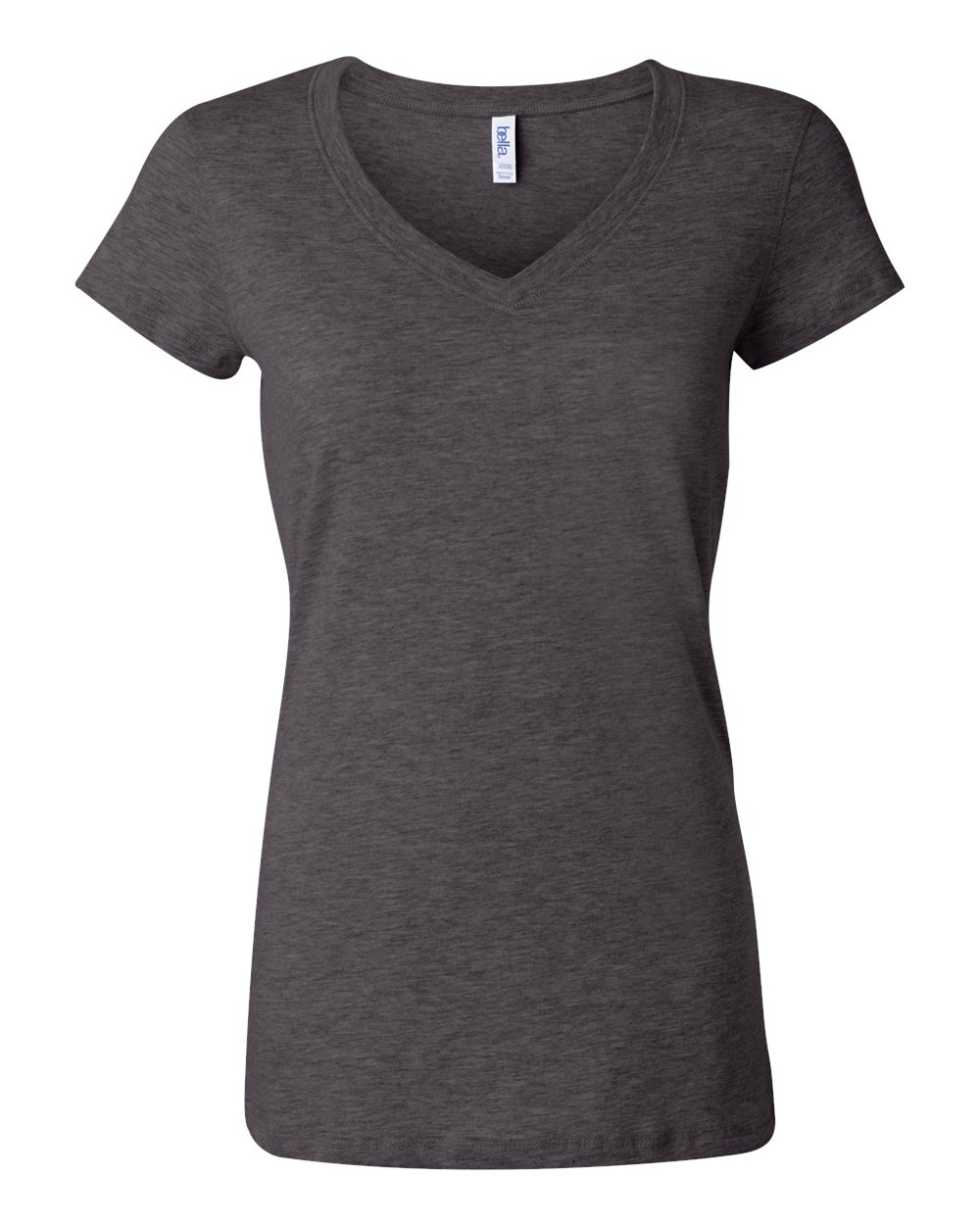 Women’s Jersey V-Neck Tee - Front - B53306093 - Dark Grey Heather