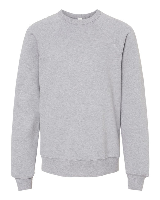 Youth Sponge Fleece Crewneck Sweatshirt - Front - B33606023 - Athletic Heather