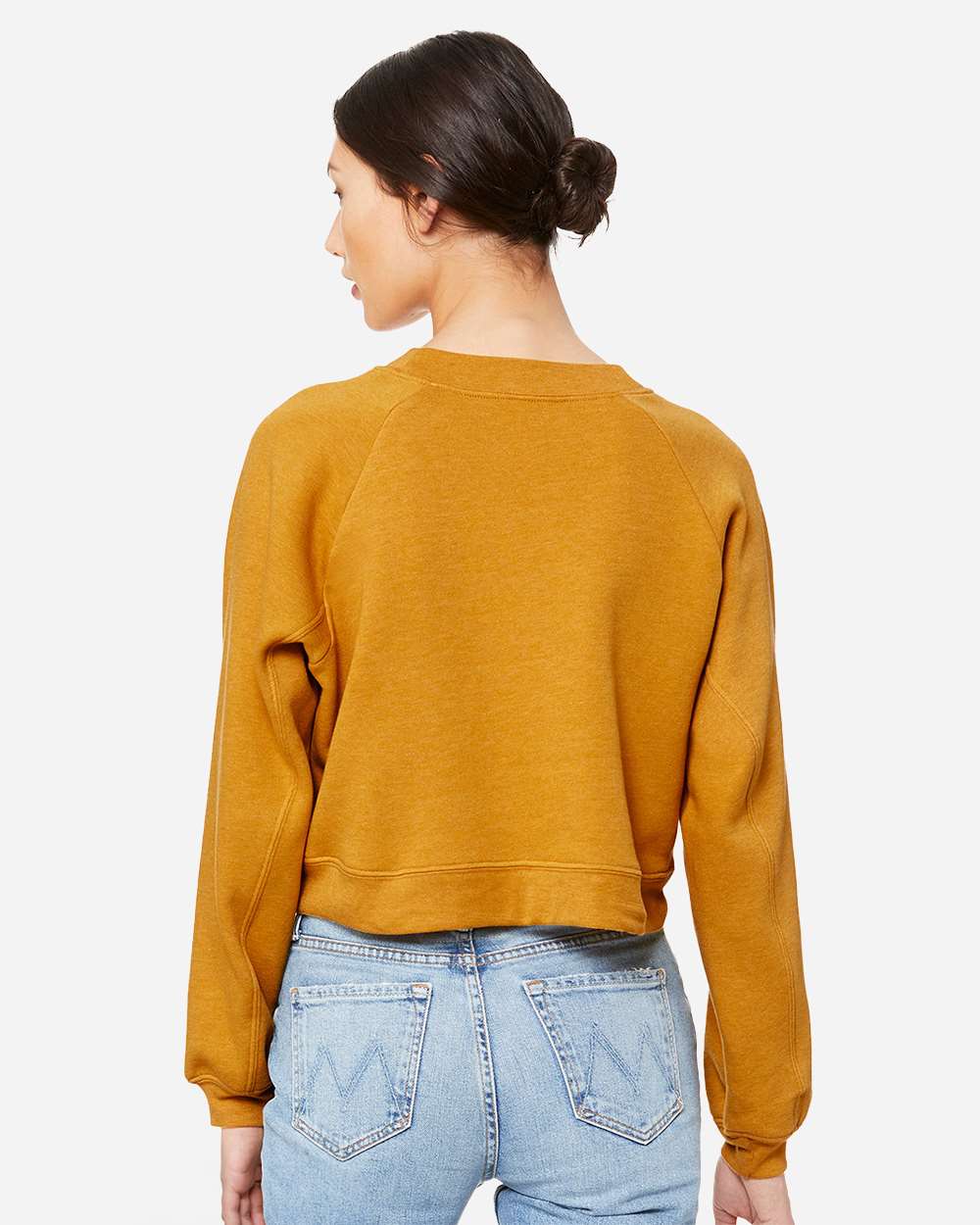 Women's Raglan Pullover Fleece - OnModelBack - B10206133 - Heather Mustard