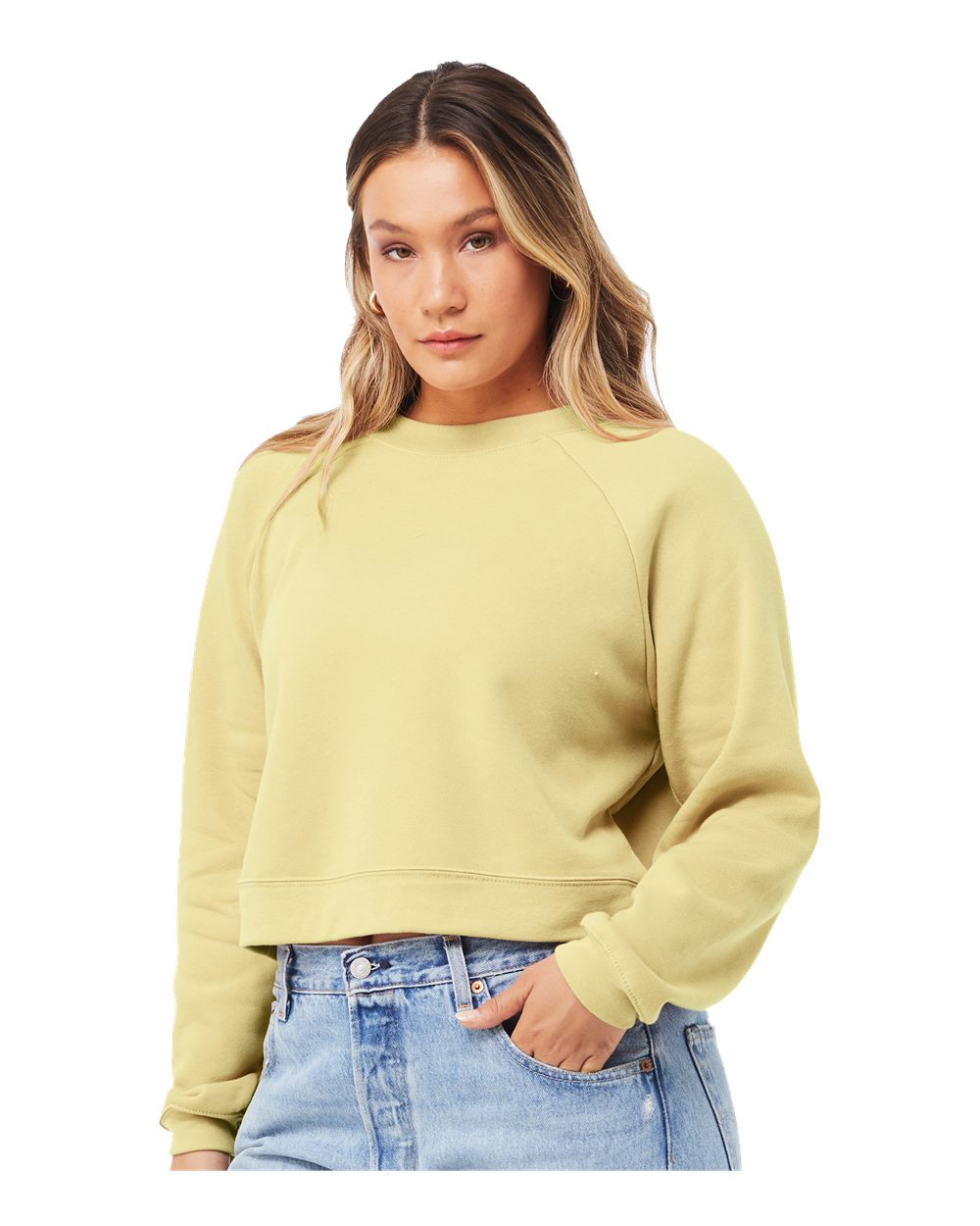 Women's Raglan Pullover Fleece - OnModelSide - B10206233 - French Vanilla