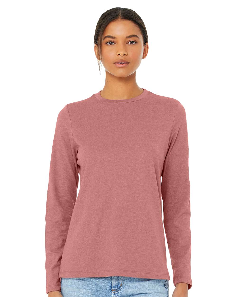 Women’s Jersey Long Sleeve Tee - OnModelFront - B57606313 - Heather Mauve