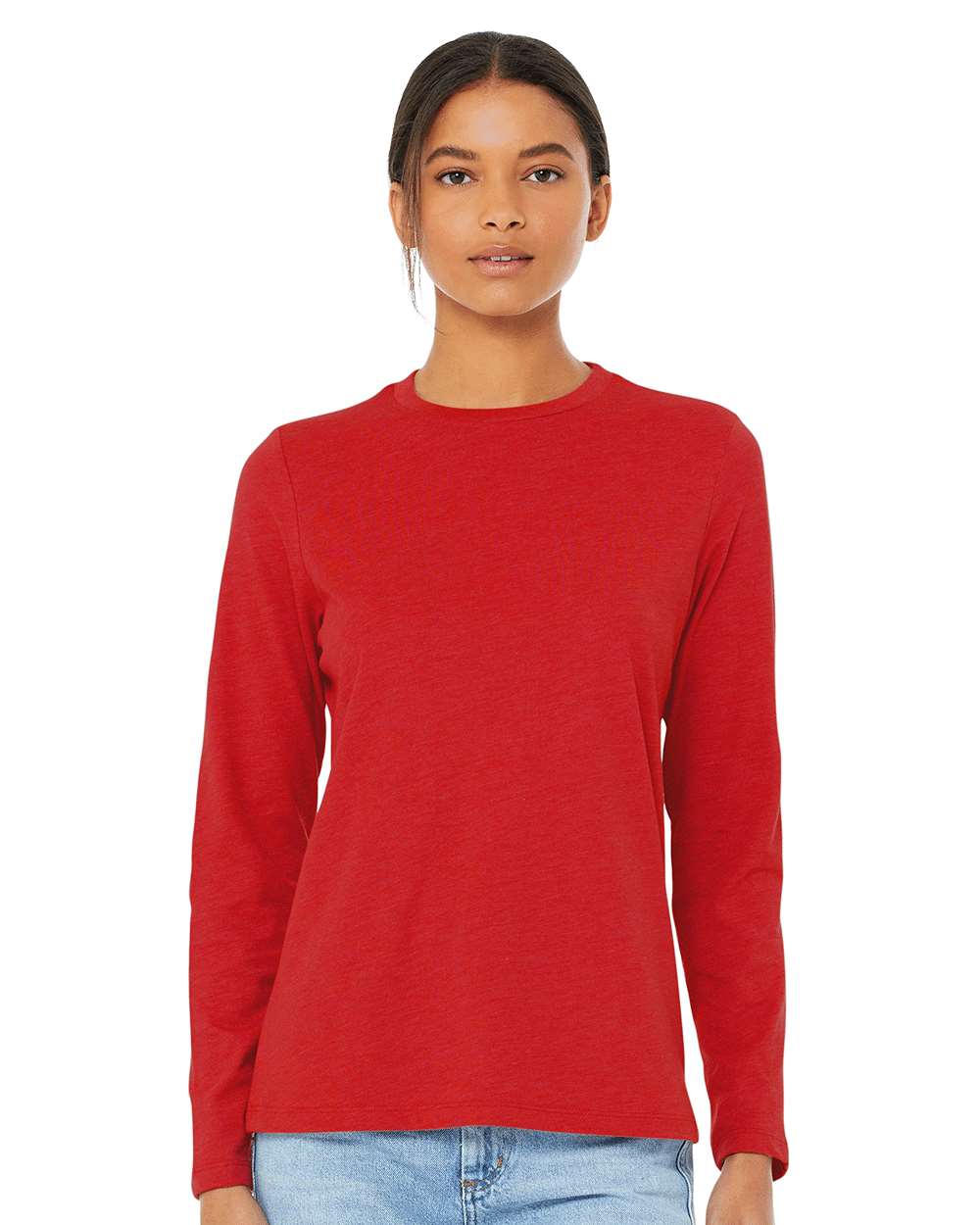 Women’s Jersey Long Sleeve Tee - OnModelFront - B57606703 - Red