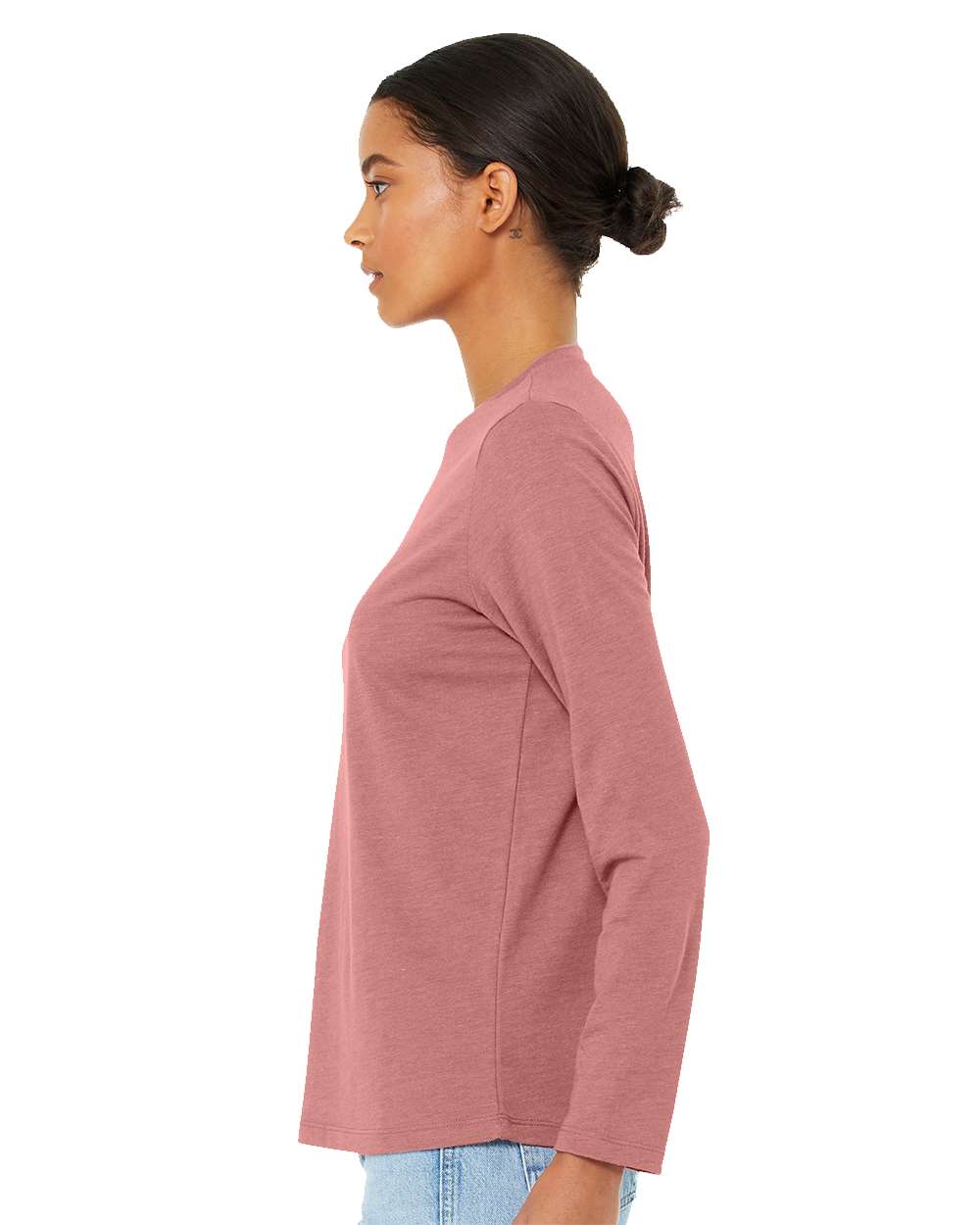 Women’s Jersey Long Sleeve Tee - OnModelSide - B57606313 - Heather Mauve