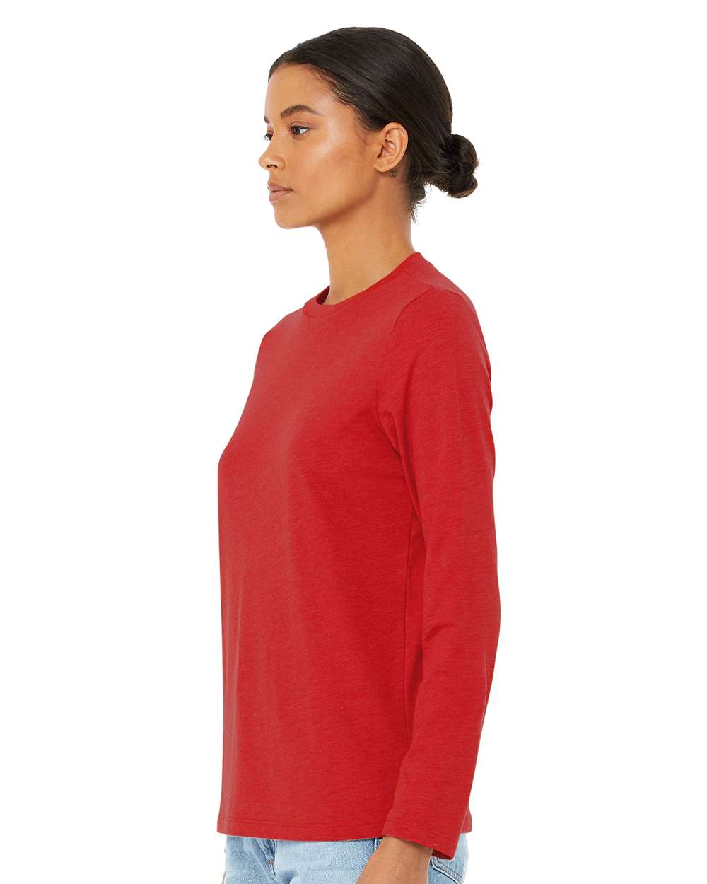 Women’s Jersey Long Sleeve Tee - OnModelSide - B57606703 - Red