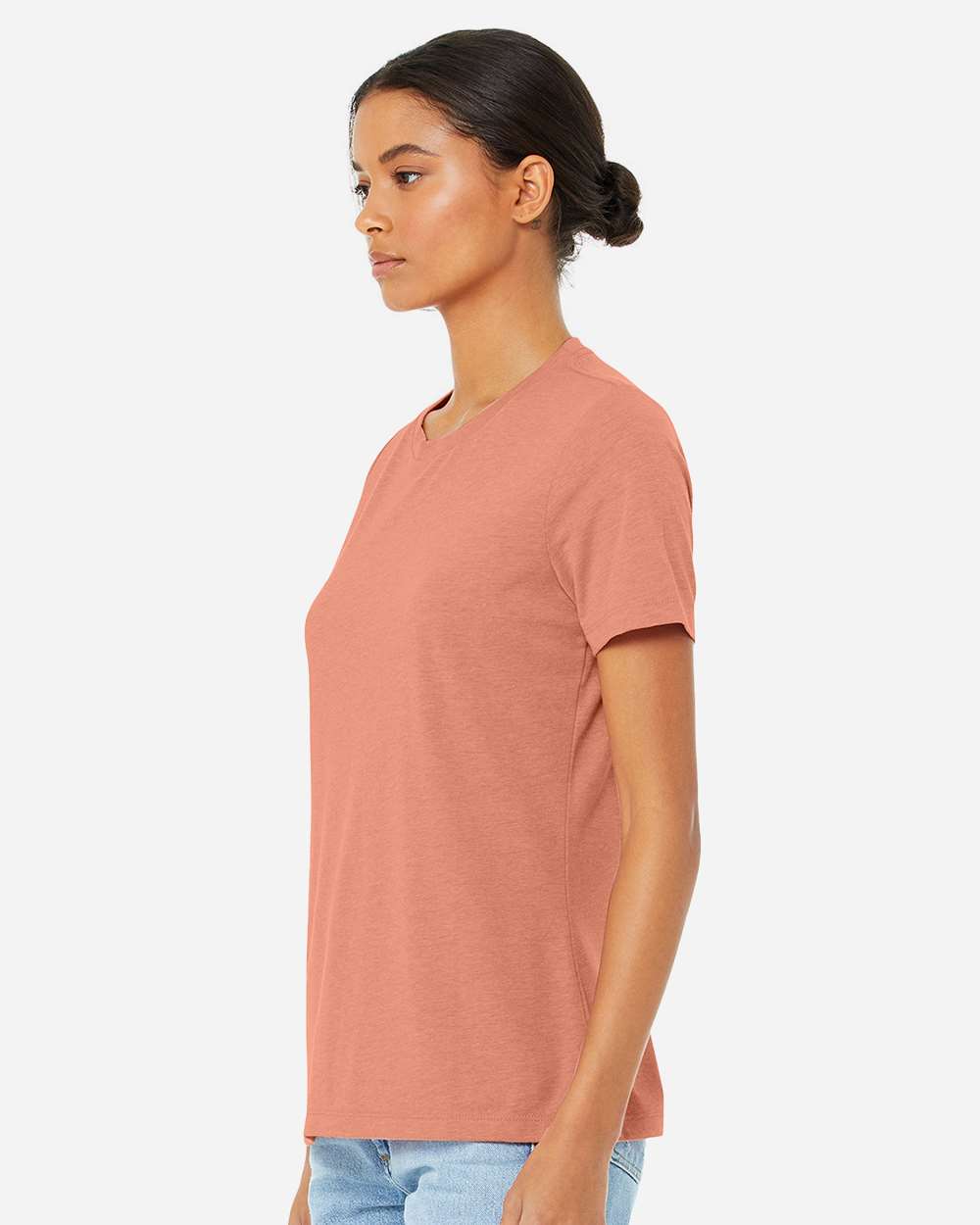 Women’s Relaxed Fit Heather CVC Tee - OnModelSide - B20506303 - Heather Sunset