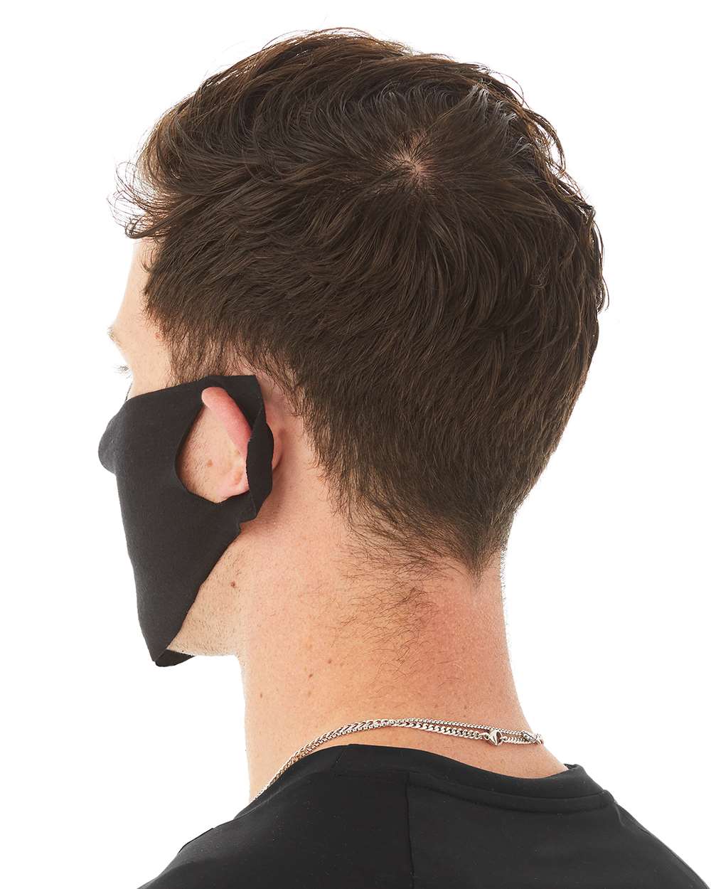 Lightweight Fabric Face Mask - CVC 52/48 Cotton/Poly - Back - B05106500 - Black