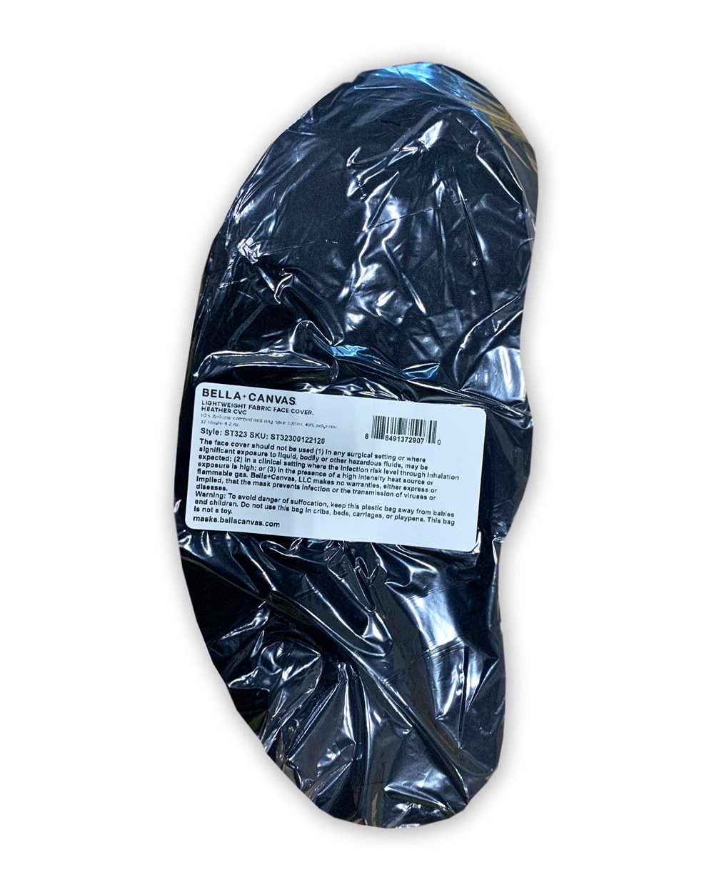 Lightweight Fabric Face Mask - CVC 52/48 Cotton/Poly - Side - B05106500 - Black