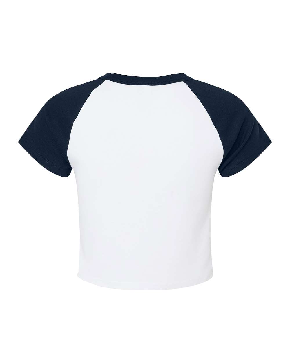 Women's Micro Rib Raglan Baby Tee - Back - B16006502 - White/ Navy