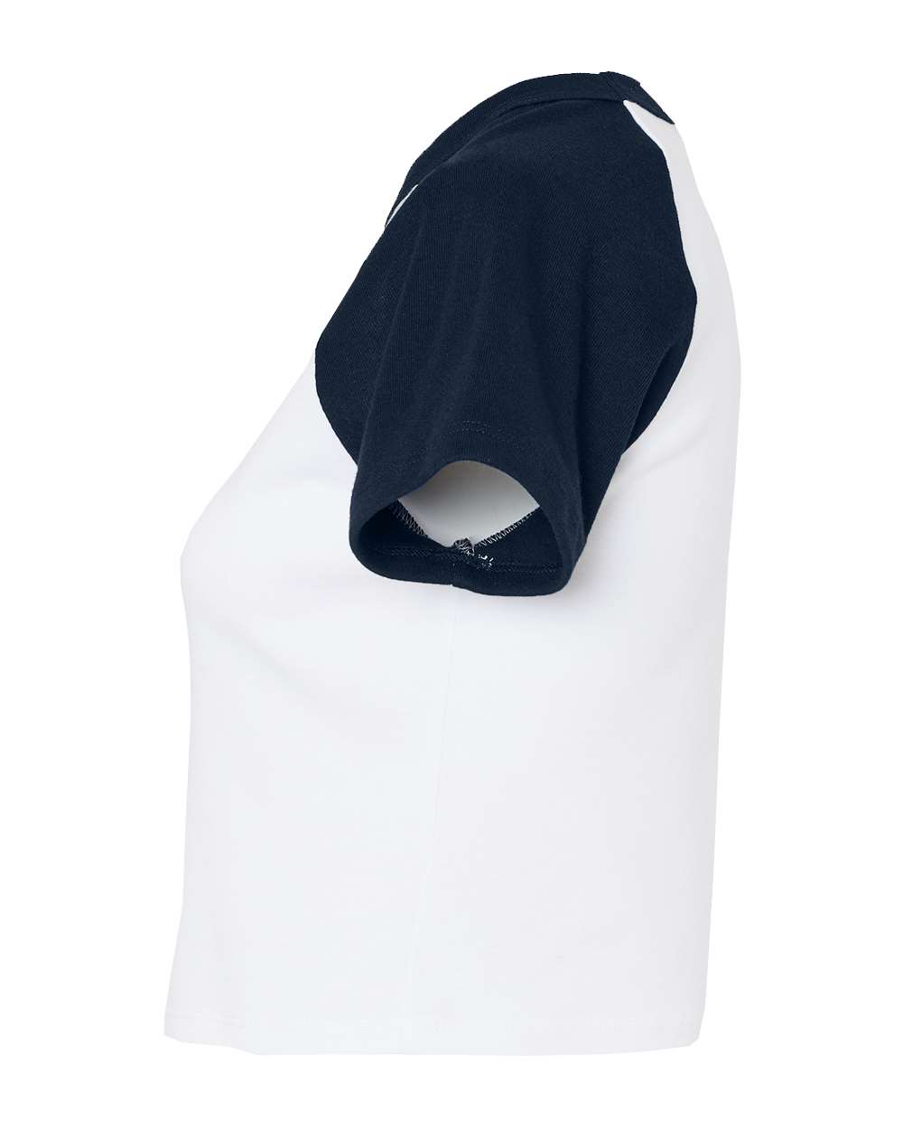 Women's Micro Rib Raglan Baby Tee - DirectSide - B16006502 - White/ Navy