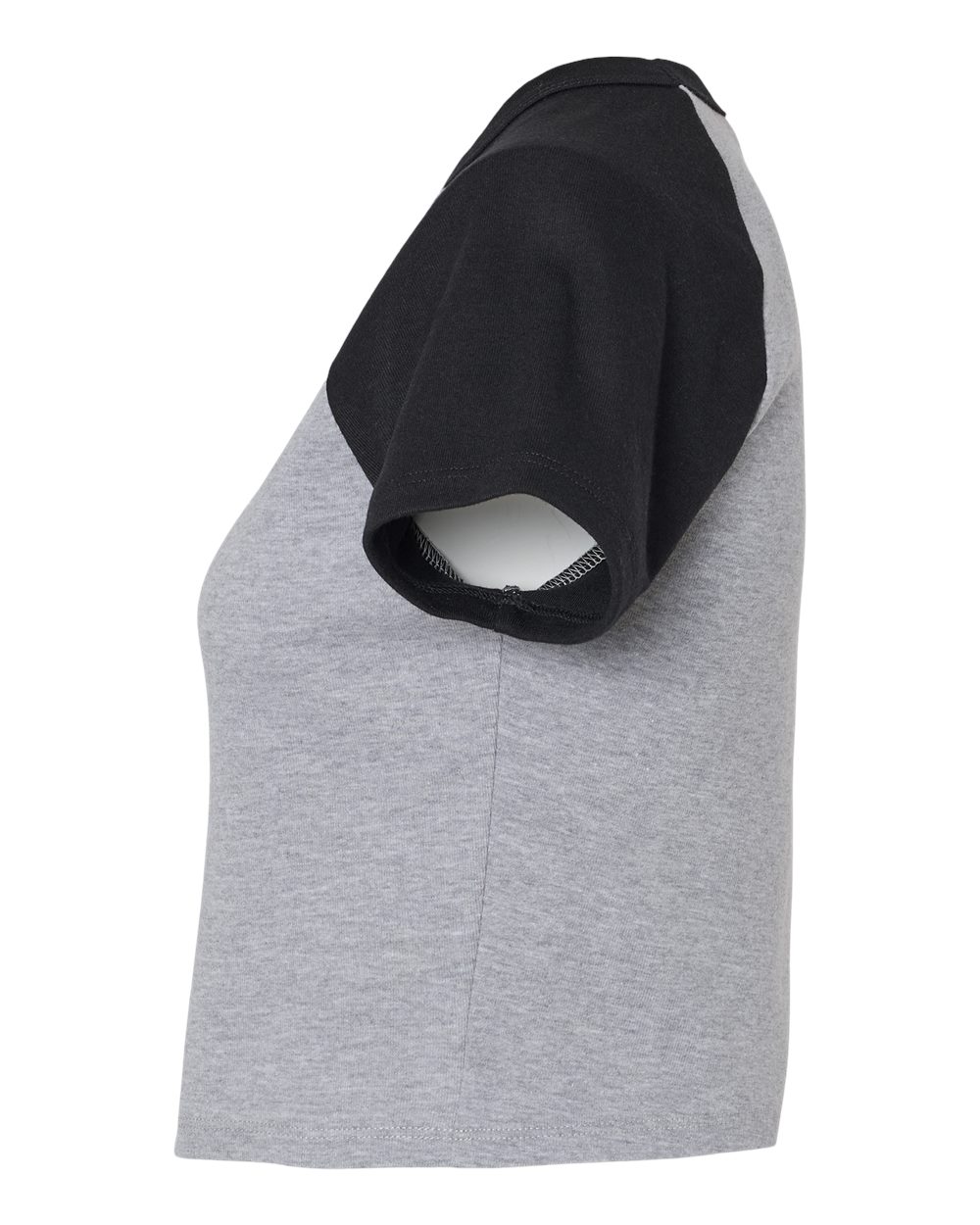 Women's Micro Rib Raglan Baby Tee - DirectSide - B16006592 - Athletic Heather/ Black