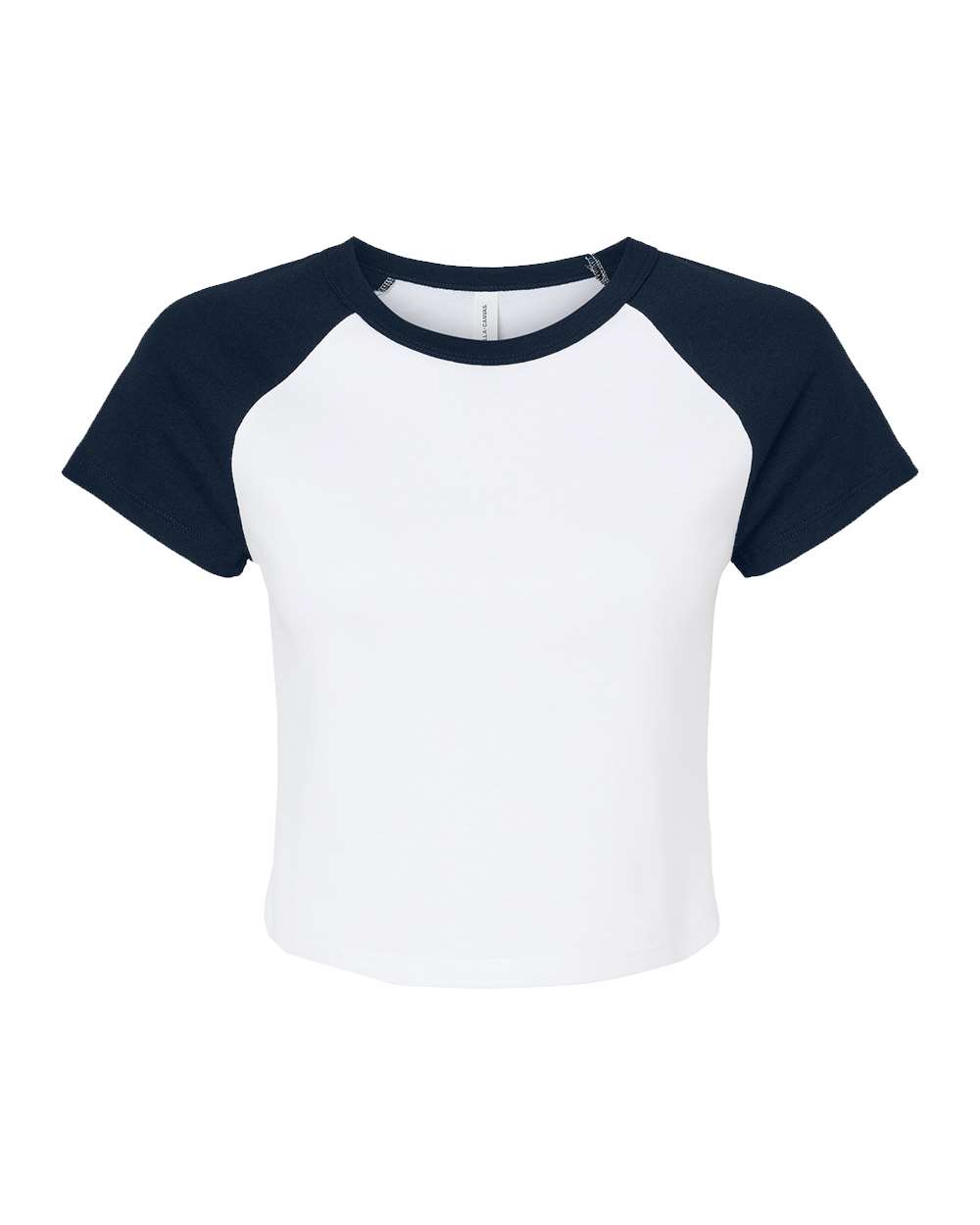 Women's Micro Rib Raglan Baby Tee - Front - B16006502 - White/ Navy