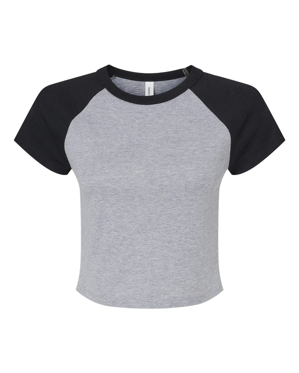 Women's Micro Rib Raglan Baby Tee - Front - B16006592 - Athletic Heather/ Black