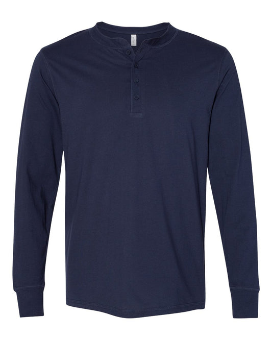 Men's Jersey Henley - Front - B82306653 - Navy