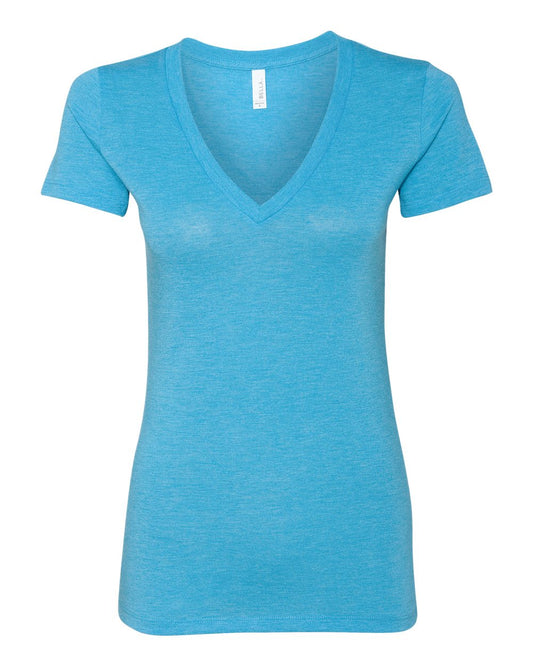 Women’s Triblend Deep V-Neck Tee - Front - B87806057 - Aqua Triblend