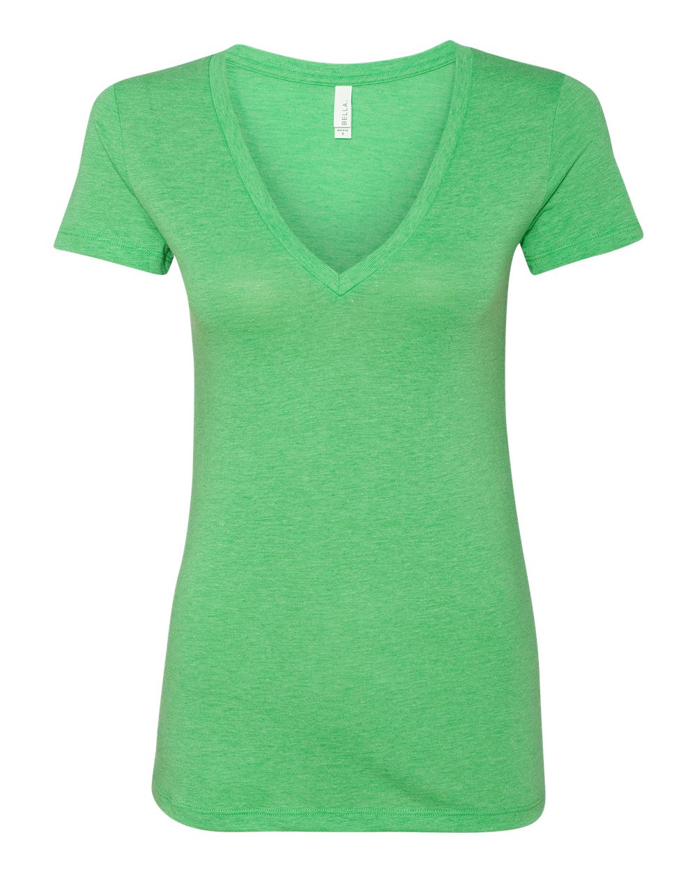 Women’s Triblend Deep V-Neck Tee - Front - B87806196 - Green Triblend