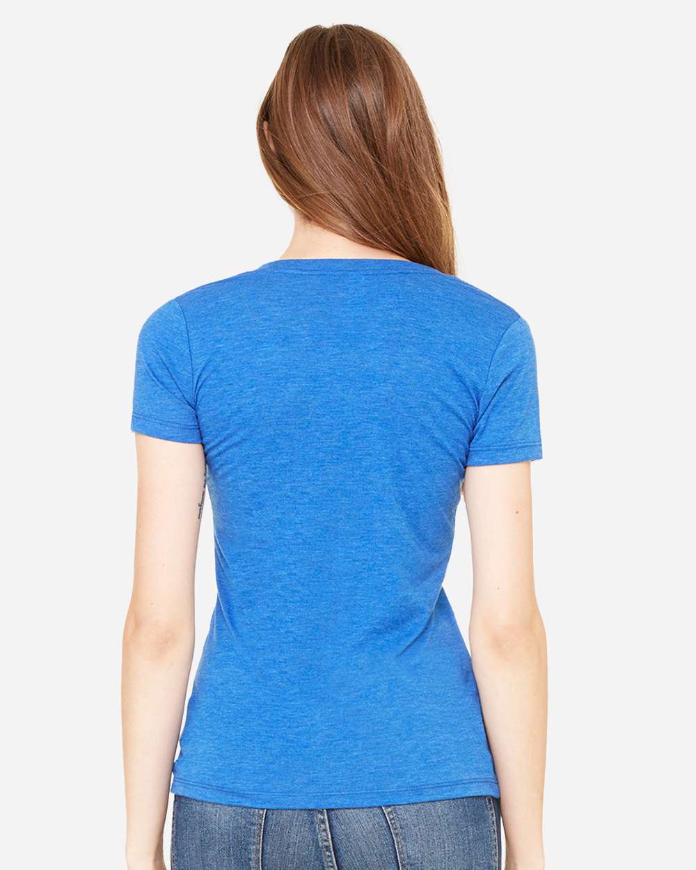 Women’s Triblend Deep V-Neck Tee - OnModelBack - B87806753 - True Royal Triblend